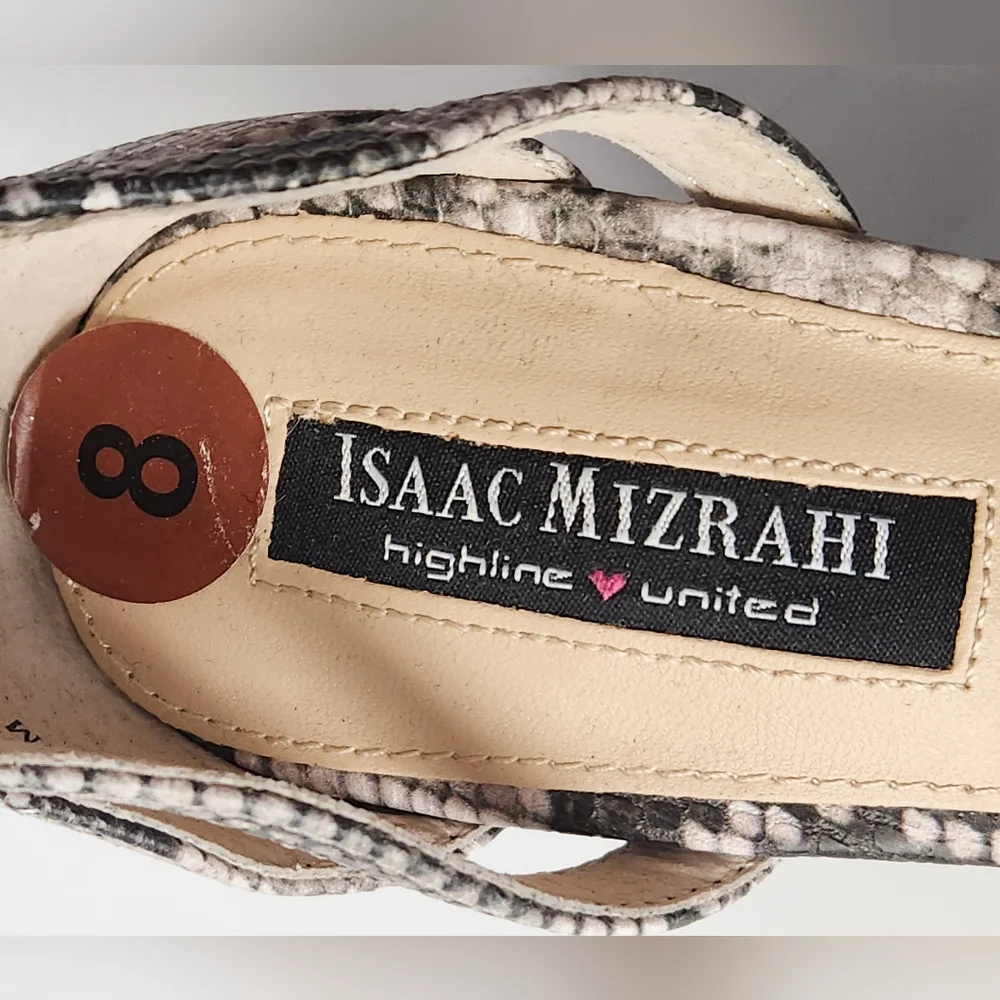 Isaac Mizrahi Flight Snakeskin Patterned Wedge Sandals Size 8M